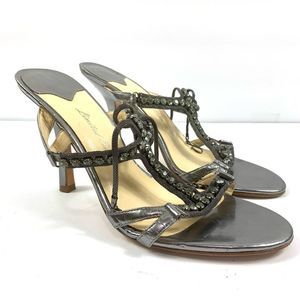 Limited Edition Veronica Women’s Sz 9 1/2 Silver Leather Open Toe Heels